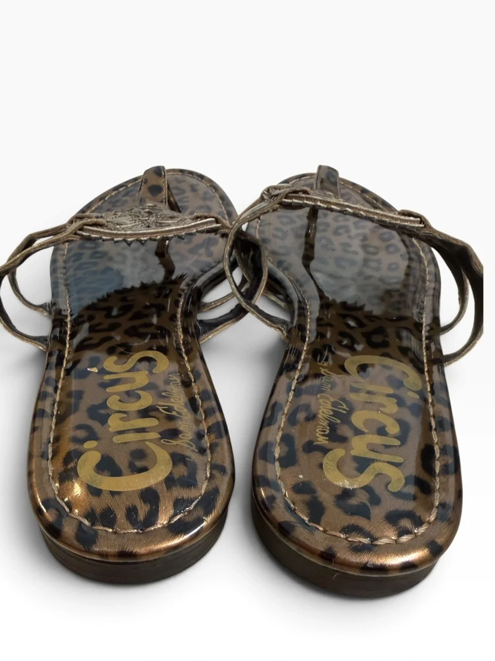 Circus by Sam Edelman Canyon Leopard Patent Medallion Thong Sandals Size US 7.5